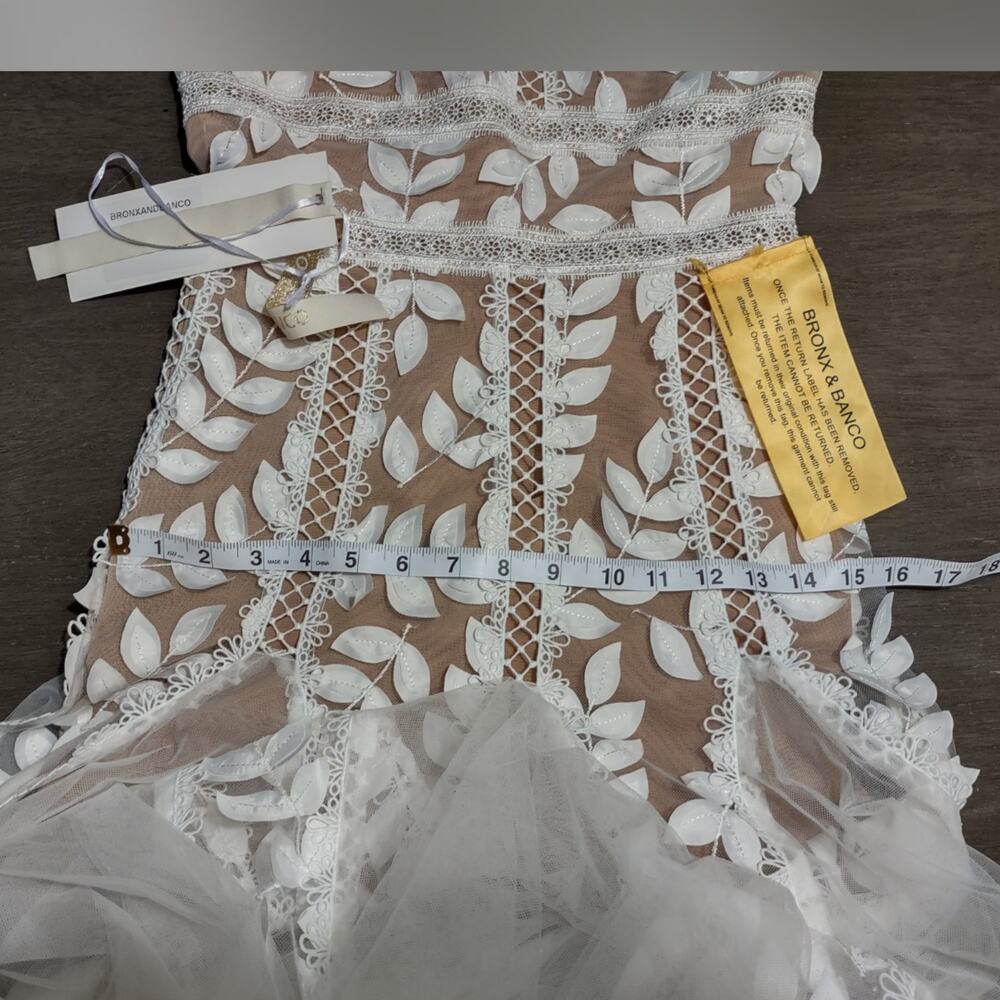 Bronx and Banco Saba Blanc Lace Midi-Dress Bridal Sleeveless White Nude Size 2 - Picture 9 of 16